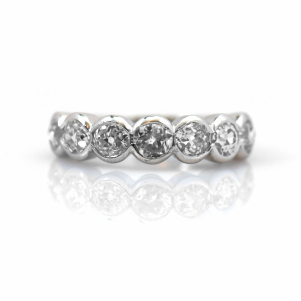 Bague Demi-Alliance Diamants, Or blanc 750‰