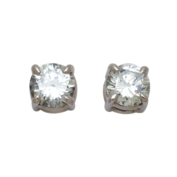 Boucles d'oreilles diamants solitaires 0,69ct, serti griffes sur or blanc 750‰. Bijou neuf | EVENOR Joaillerie • France