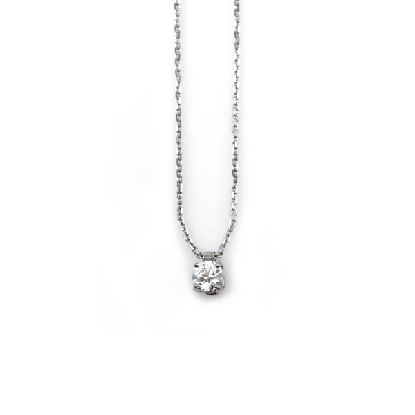 Pendentif Solitaire Diamant 0,53ct, Chaîne Or blanc 18K | EVENOR