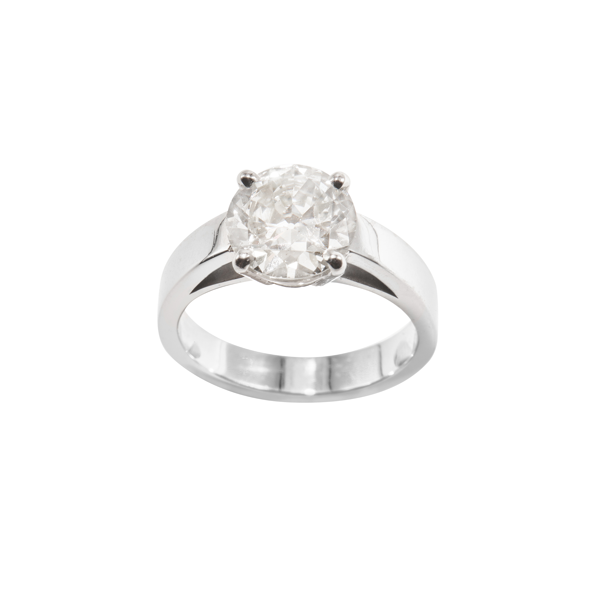 Bague Solitaire En Diamant Synthétique De 2.27 Carats - Couleur F, Pureté VVS2 - Certifiée IGI - Or Jaune 18 Carats - Taille 55